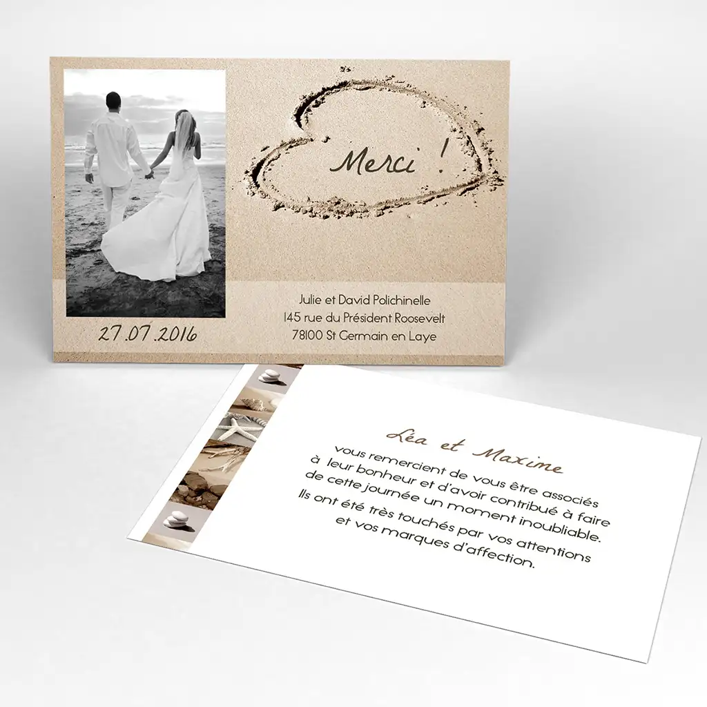 Carte de remerciement la plage